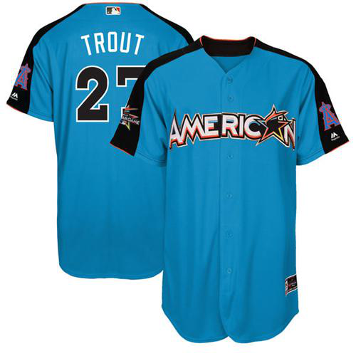 Los Angeles Angels #27 Mike Trout Blue 2017 All-Star American League Stitched MLB Jersey