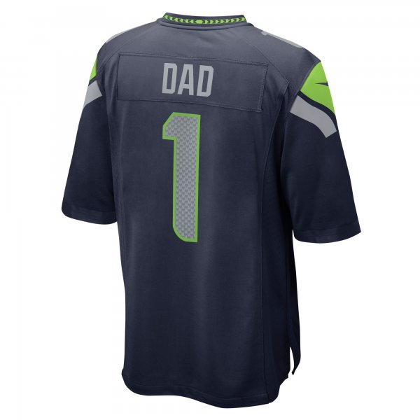 Men's Seattle Seahawks Number 1 Dad Nike College Navy Game Jersey