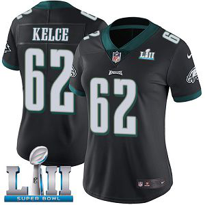 Women's Nike NFL Philadelphia Eagles #62 Jason Kelce Limited Alternate Black Vapor Untouchable Super Bowl LII Jersey