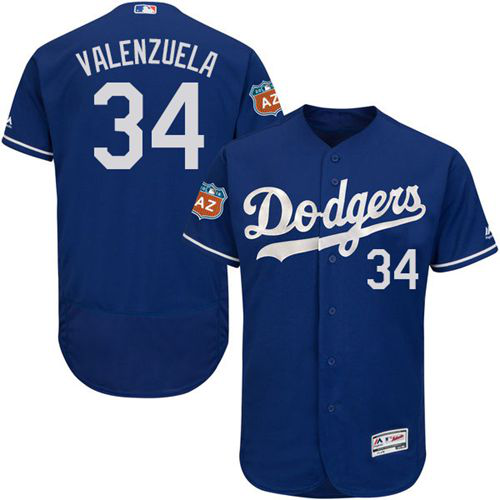 Los Angeles Dodgers #34 Fernando Valenzuela Blue Flexbase Collection Stitched MLB Jersey