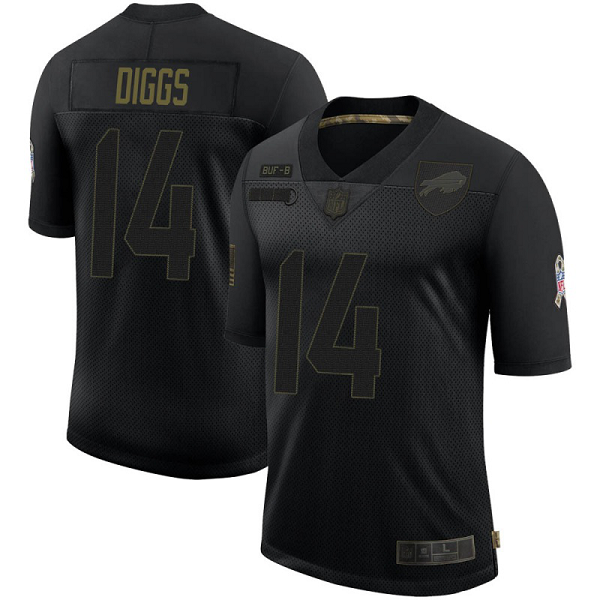 Men's #14 Stefon Diggs Buffalo Bills 2020 Salute To Service Black Limited Jersey