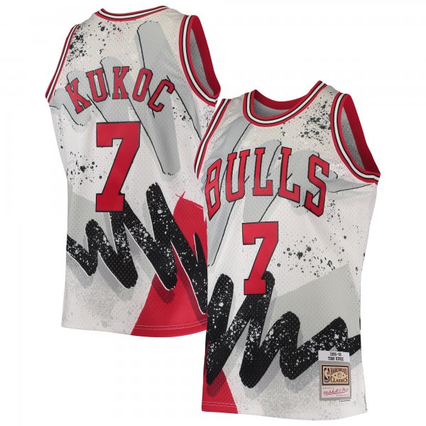 Men's Chicago Bulls Toni Kukoc Mitchell & Ness White Hardwood Classics 1995/96 Hyper Hoops Swingman Jersey