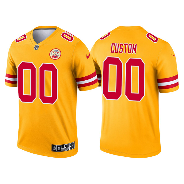 Men's Kansas City Chiefs #00 Custom Yellow 2021 Limited NFL Jersey