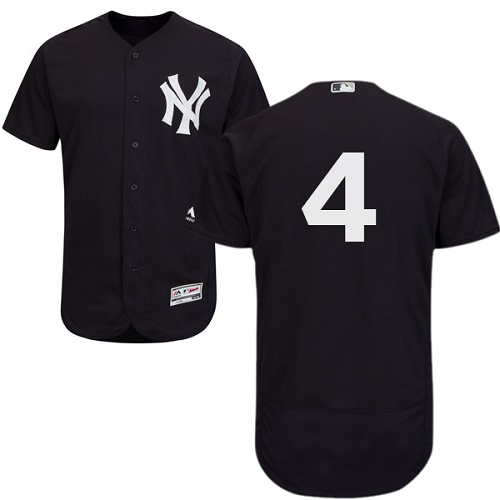 New York Yankees #4 Lou Gehrig Navy Blue Flexbase Collection Stitched MLB Jersey