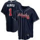 Men's Nike Atlanta Braves #1 Ozzie Albies Navy Alternate 2020 MLB Jersey