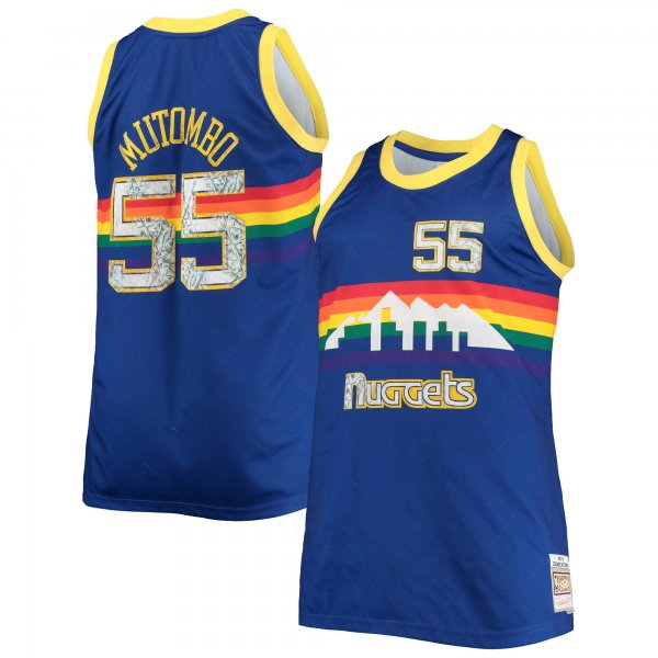 Men's Denver Nuggets Dikembe Mutombo Mitchell & Ness Blue Big & Tall 1991/92 NBA 75th Anniversary Diamond Swingman Jersey