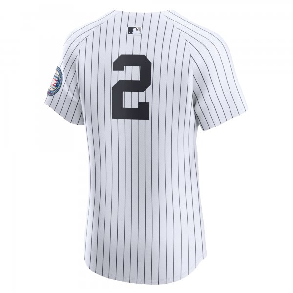 Men's New York Yankees Derek Jeter Nike White Home 2020 Hall of Fame Induction Patch Elite Player Jersey