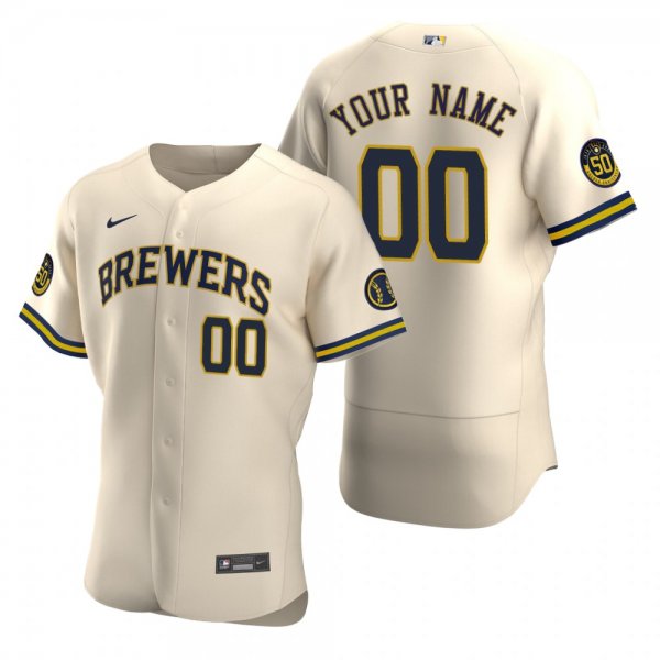 Men's Milwaukee Brewers Custom Nike Cream 2020 Alternate Jersey