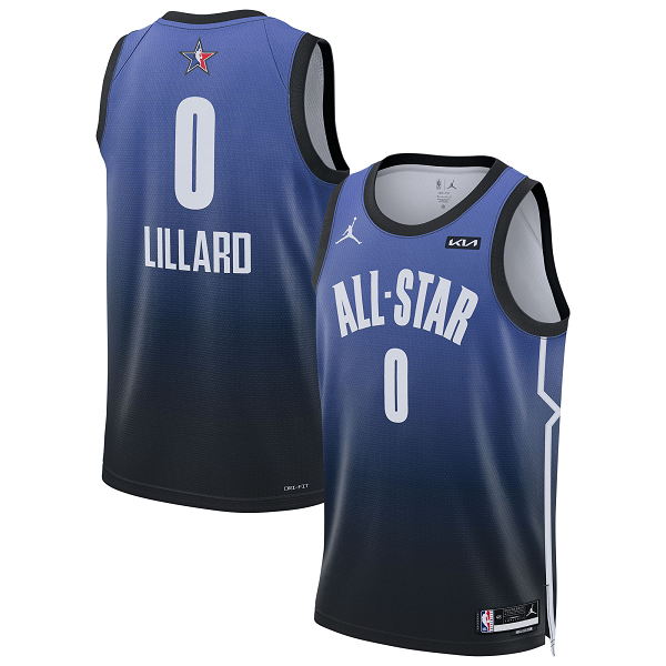 Men's #0 Damian Lillard Jordan Brand Blue 2023 NBA All-Star Game Swingman Jersey