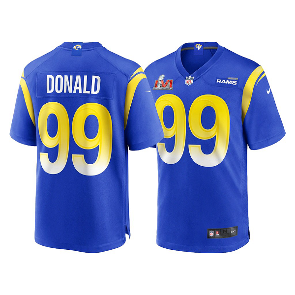 Aaron Donald Los Angeles Rams Super Bowl LVI Bound Royal Patch Jersey