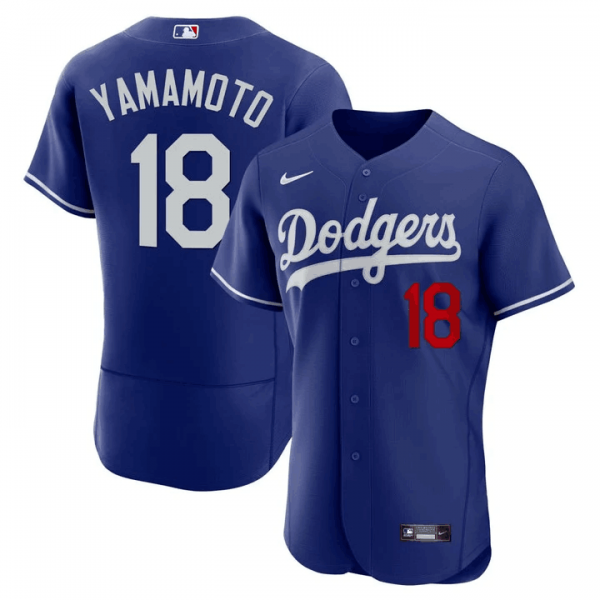 Men's Los Angeles Dodgers #18 Yoshinobu Yamamoto Flexbase Nike Royal Blue Jersey