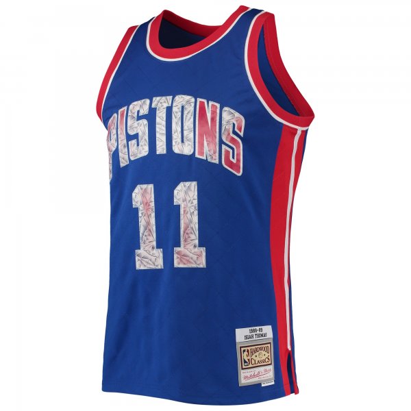 Men's Detroit Pistons Isiah Thomas Mitchell & Ness Blue 1988/89 Hardwood Classics NBA 75th Anniversary Diamond Swingman Jersey