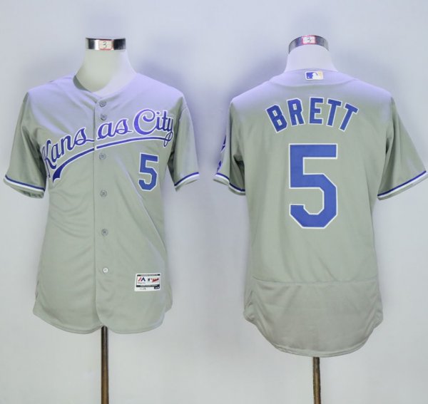 Kansas City Royals #5 George Brett Grey Flexbase Collection Stitched MLB Jersey