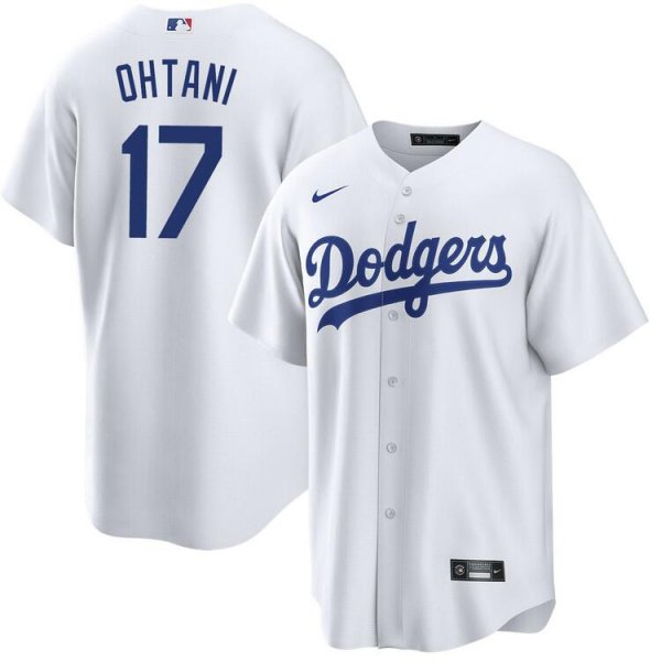 Men's Los Angeles Dodgers #17 Shohei Ohtani Nike White MLB Cool Base Jersey