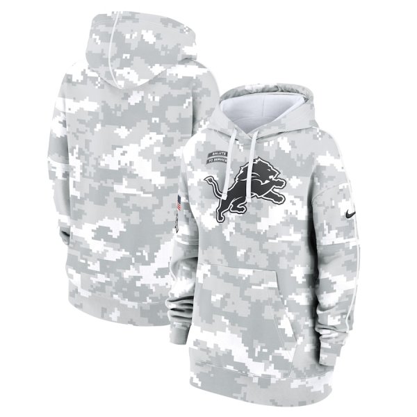 Youth Nike Arctic Camo Detroit Lions 2024 Salute To Service Club Fleece Pullover Hoodie