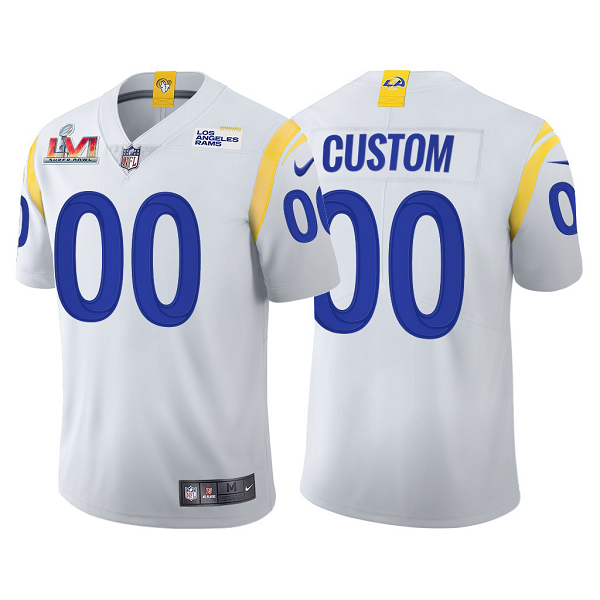 Los Angeles Rams #00 Custom Super Bowl LVI Bound White Patch Jersey