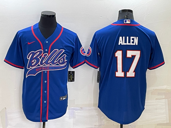 Men's Buffalo Bills #17 Josh Allen Royal Stitched Baseball Cool Base Jersey