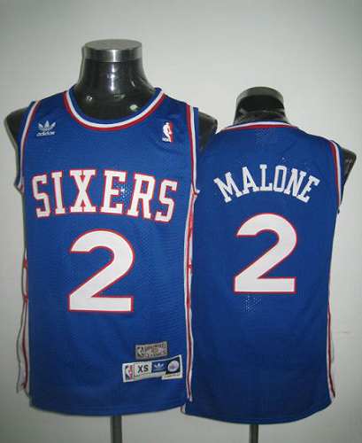 Men's Throwback Philadelphia 76ers #2 Malone Blue Stitched NBA Jersey