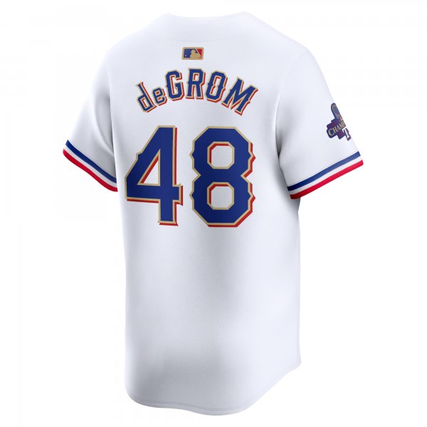 Men's Texas Rangers Jacob deGrom Nike White 2024 Gold Collection Limited Player Jersey