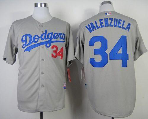 Los Angeles Dodgers #34 Fernando Valenzuela Stitched Grey Cool Base MLB Jersey