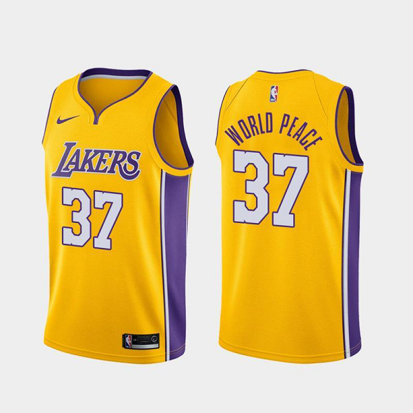 Men's NBA Los Angeles Lakers #37 Metta World Peace Icon Yellow Jersey