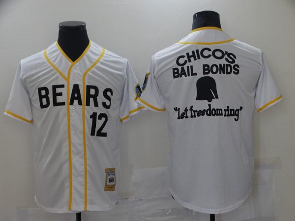 Men's Chico's Bail Bonds Bad News Bears #12 White Stitched Jersey