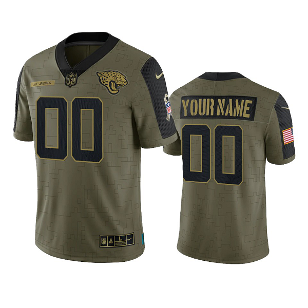 Jacksonville Jaguars Custom Olive 2021 Salute To Service Men's Limited NFL Jersey