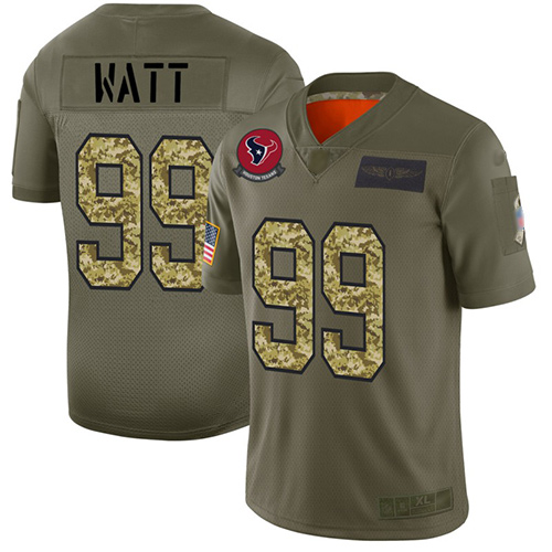 Houston Texans #99 J.J. Watt Olive/Camo Men's Stitched NFL Limited 2019 Salute To Service Jersey