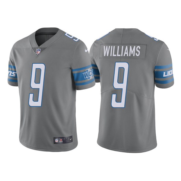 Men's Detroit Lions Jameson Williams #9 Steel 2022 NFL Draft Vapor Limited Jersey