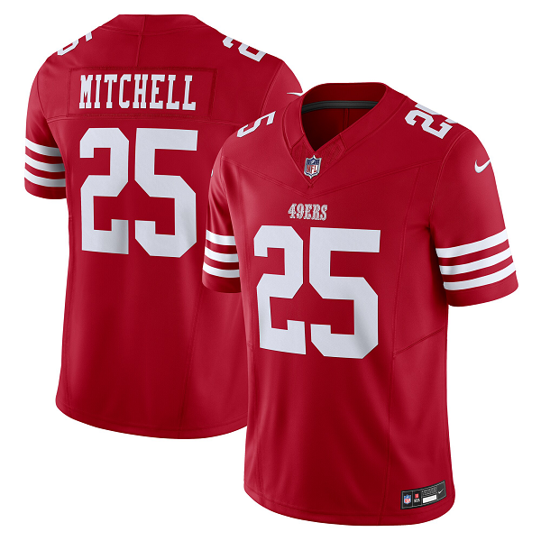 Men's San Francisco 49ers #25 Elijah Mitchell Nike Scarlet Vapor F.U.S.E. Limited NFL Jersey