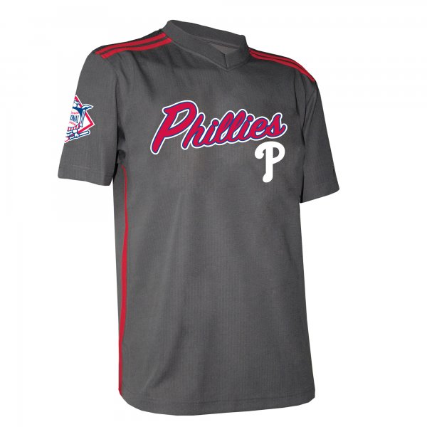 Men's  Philadelphia Phillies Stitches Charcoal Team V-Neck Jersey