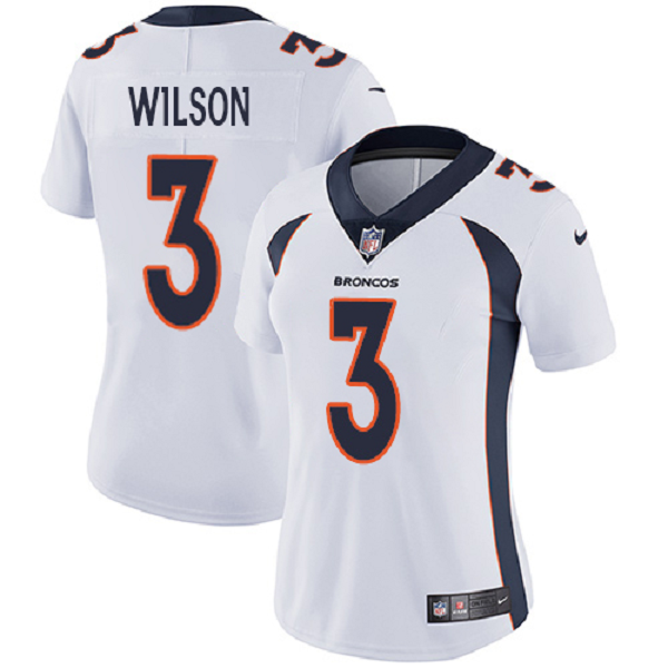 Women's Denver Broncos #3 Russell Wilson White Vapor Untouchable Limited Stitched Jersey