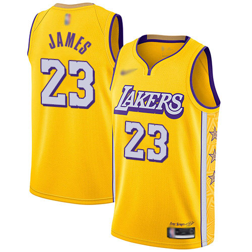 Los Angeles Lakers #23 LeBron James Gold NBA Swingman City Edition 2019/20 Jersey