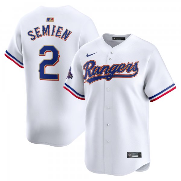 Men's Texas Rangers Marcus Semien Nike White 2024 Gold Collection Limited Player Jersey