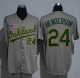 Mitchell And Ness Oakland Athletics #24 Rickey Henderson Grey Throwback Stitched MLB Jersey