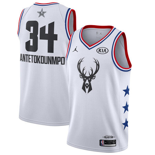 Men's Jordan Brand Milwaukee Bucks #34 Giannis Antetokounmpo White 2019 All- Star Game Finished Swingman NBA Jersey