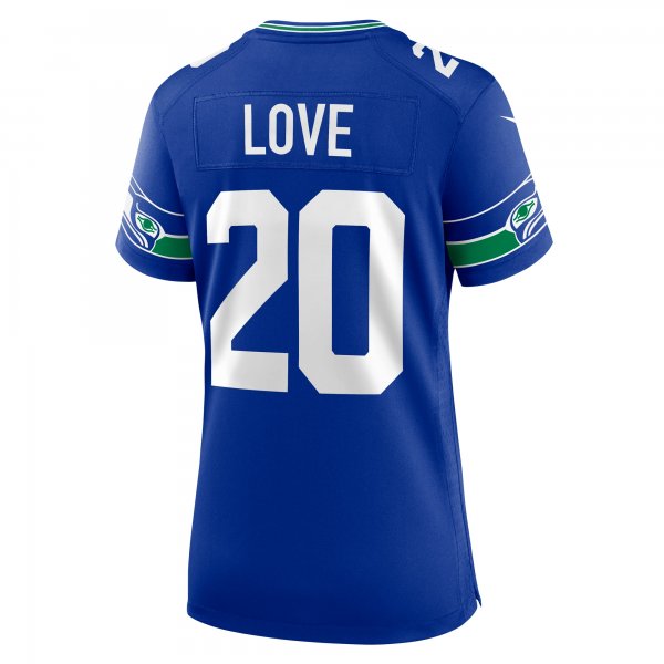 Women's Seattle Seahawks Julian Love Nike Royal Throwback Player Game Jersey