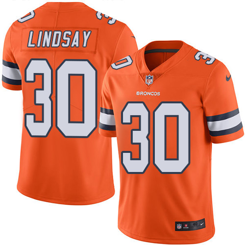 Men's Nike Denver Broncos #30 Phillip Lindsay Limited Orange NFL Rush Vapor Untouchable Jersey