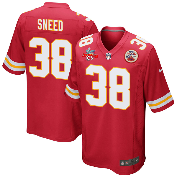 Jarius Sneed #38 Kansas City Chiefs Super Bowl LVII Champions 3 Stars Men's Game Red NFL Jersey