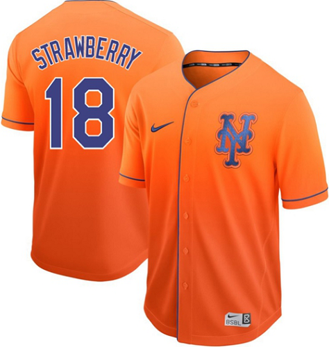 New York Mets #18 Darryl Strawberry Orange Fade Stitched MLB Jersey