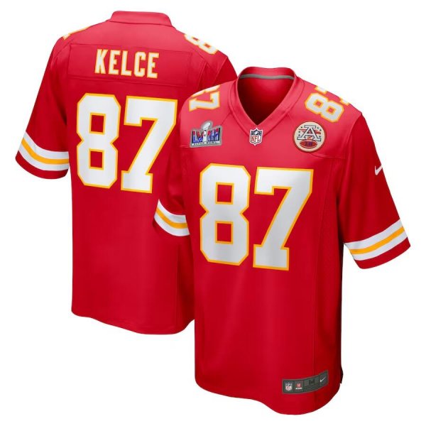 Men's Kansas City Chiefs #87 Travis Kelce Nike Red Super Bowl LVIII Limited Jersey