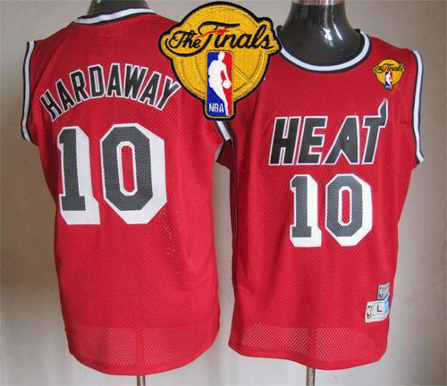 Men's Miami Heat #10 Tim Hardaway Red Finals Patch Throwback Stitched NBA Jersey