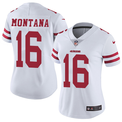 Nike San Francisco 49ers #16 Joe Montana White Women's Stitched NFL Vapor Untouchable Limited Jersey