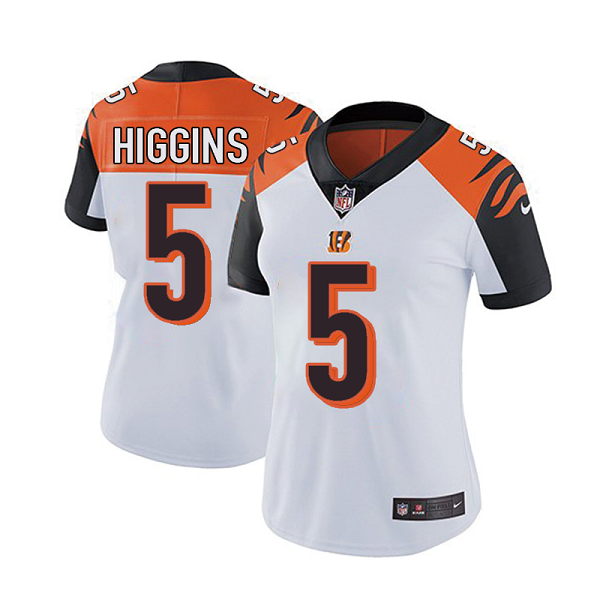 Women's Cincinnati Bengals #5 Tee Higgins Nike White Limited Game Player Jersey