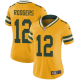 Nike Green Bay Packers #12 Aaron Rodgers Yellow Women's Stitched NFL Limited Rush Jersey