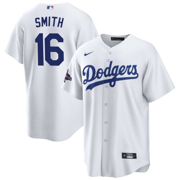 Men's Los Angeles Dodgers #16 Will Smith Nike White 2024 World Series Champions Home Jersey