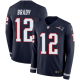 Nike New England Patriots #12 Tom Brady Navy Blue Team Color Men's Stitched NFL Limited Therma Long Sleeve Jersey