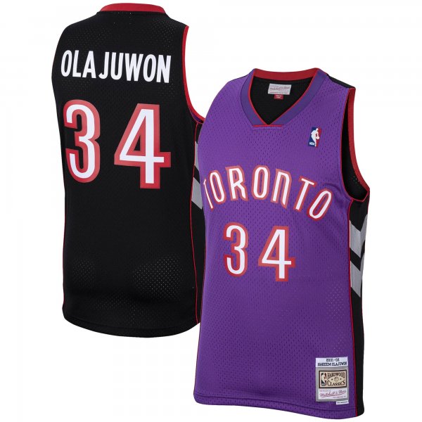 Men's Toronto Raptors Hakeem Olajuwon Mitchell & Ness Purple 2001/02 Hardwood Classics Swingman Jersey