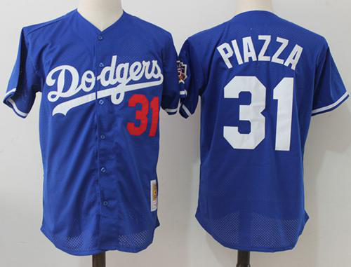 Mitchell And Ness 1997 Los Angeles Dodgers #31 Mike Piazza Blue Throwback Stitched MLB Jersey