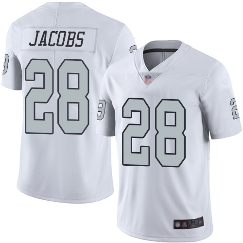 Las Vegas Raiders #28 Josh Jacobs White Men's Stitched Nike NFL Limited Rush Jersey